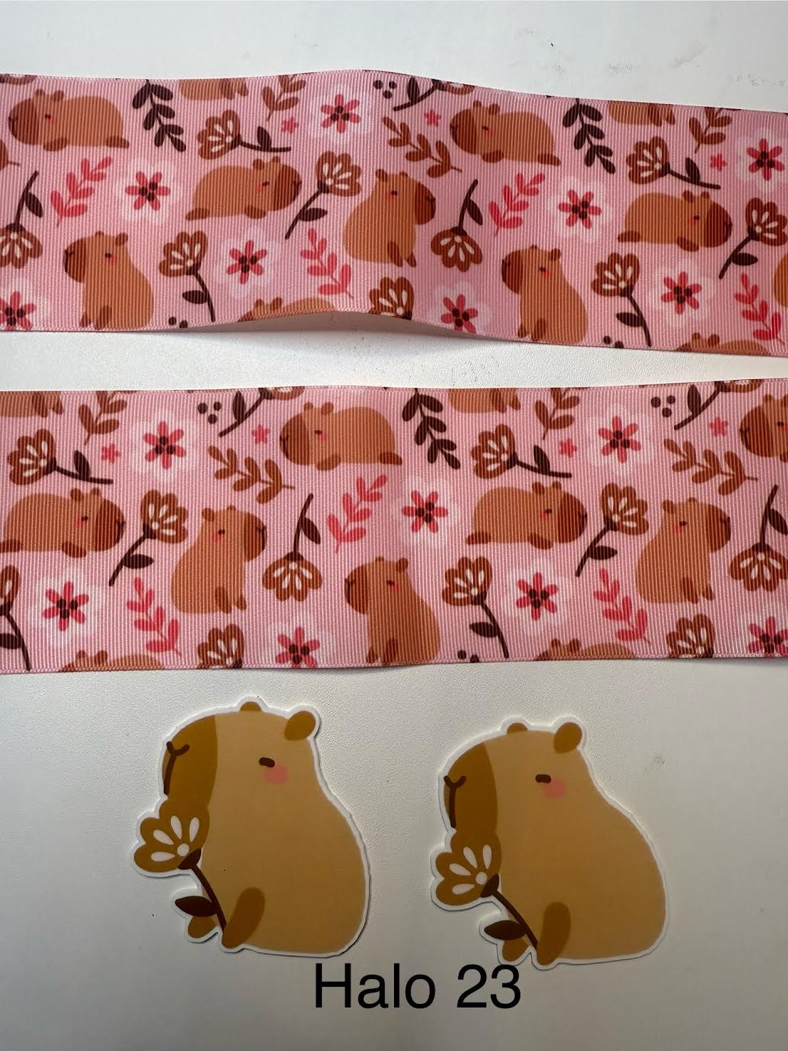 Ribbon with Acrylics Sets/Liston con Resinas (2 yardas de listón vibrante con 2 piezas llamativas de Resinas)