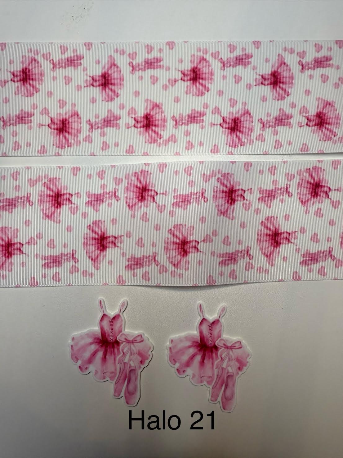 Ribbon with Acrylics Sets/Liston con Resinas (2 yardas de listón vibrante con 2 piezas llamativas de Resinas)