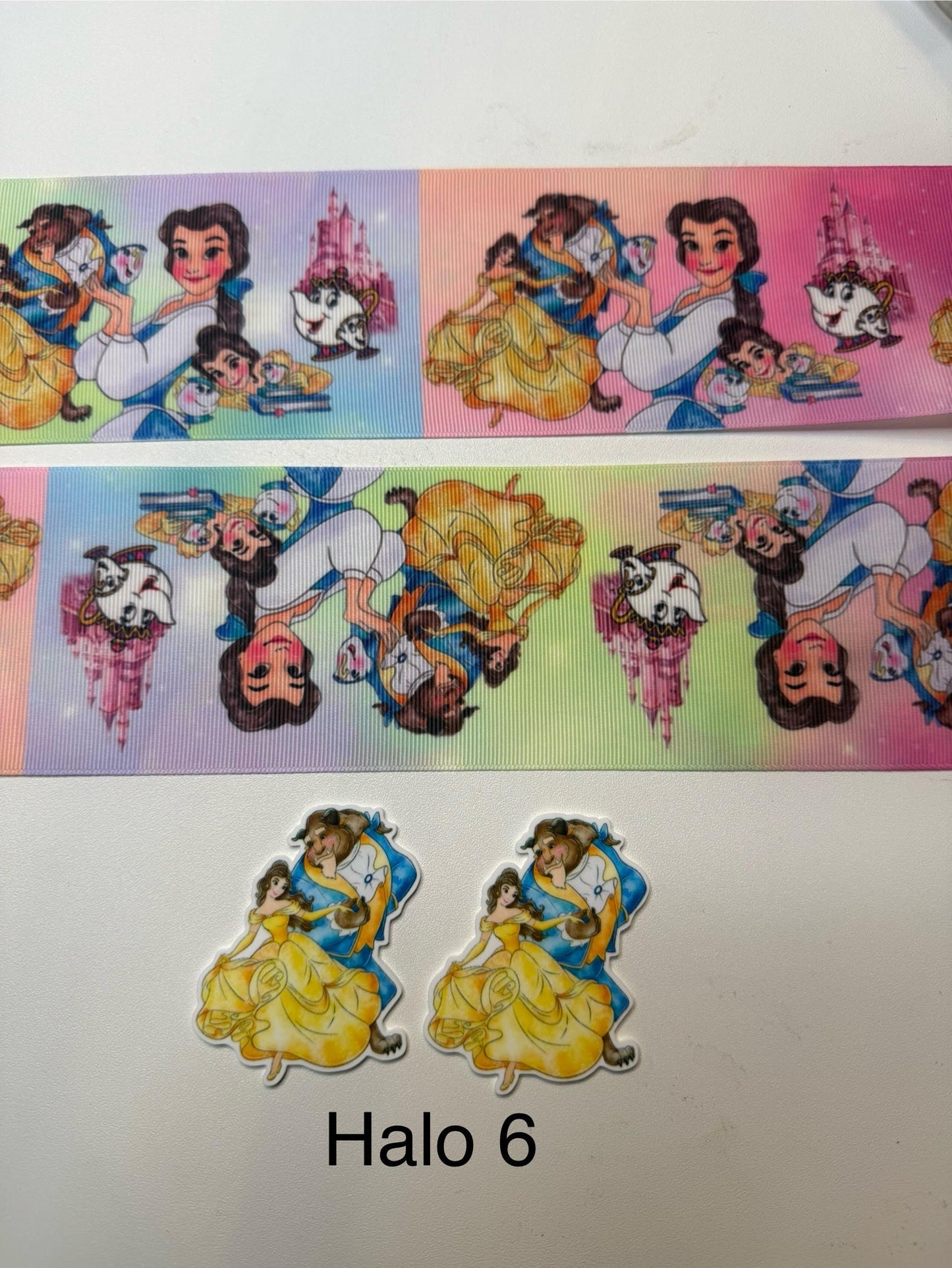 Ribbon with Acrylics Sets/Liston con Resinas (2 yardas de listón vibrante con 2 piezas llamativas de Resinas)