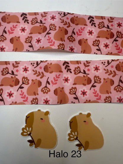 Ribbon with Acrylics Sets/Liston con Resinas (2 yardas de listón vibrante con 2 piezas llamativas de Resinas)