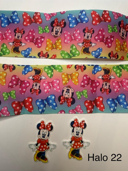 Ribbon with Acrylics Sets/Liston con Resinas (2 yardas de listón vibrante con 2 piezas llamativas de Resinas)