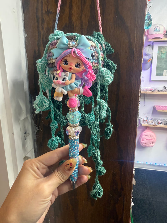 Rainbow Unicorn Girl Pen made by Juju