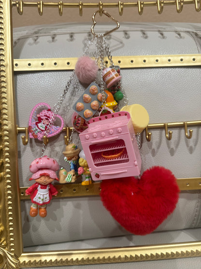 Strawberry kitchen  Bag Charm Made by Juju